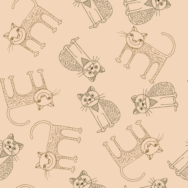 Funny cartoon cats pattern. Vector illustration - Vector, Image