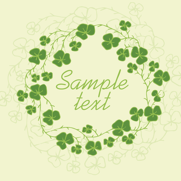 Floral frame with green clover leaves. Vector illustration - Vector, Image