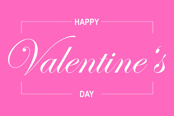 Pink illustration card with text Happy Valentine's Day and hearts - Φωτογραφία, εικόνα