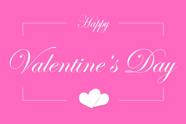 Pink illustration card with text Happy Valentine's Day and hearts - Photo, image