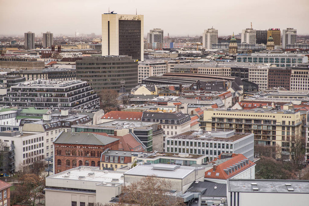 BERLIN, GERMANY - January 05, 2019, Berlin Mitte with railway station Friedrichstrasse   - aerial view  - Foto, imagen