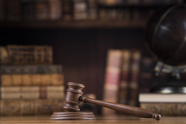 Law wooden gavel barrister, justice concept, legal system concept - Fotó, kép