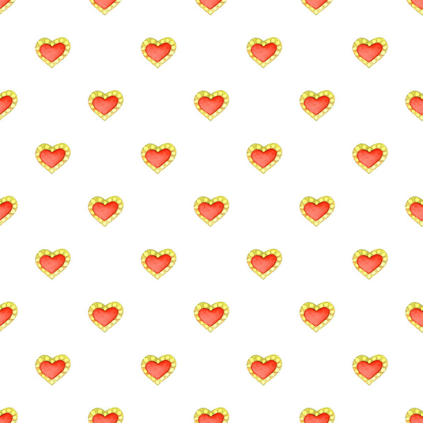 Colorful hearts seamless pattern painted with watercolor - Photo, Image