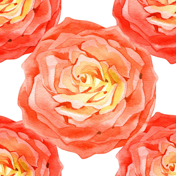 Seamless floral pattern with roses, watercolor illustration background. - Foto, Bild