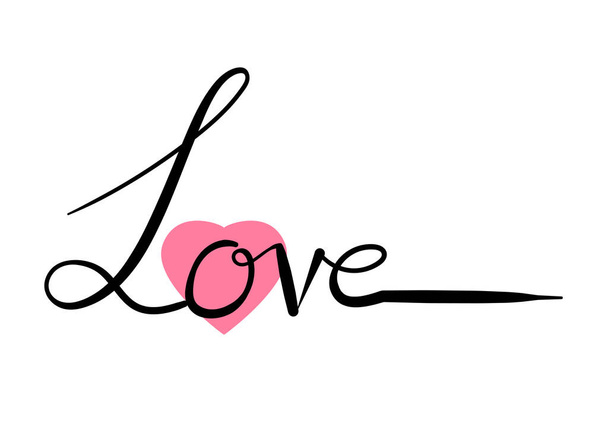 Continuous one line drawing LOVE word, vector minimalist illustr - Fotografie, Obrázek