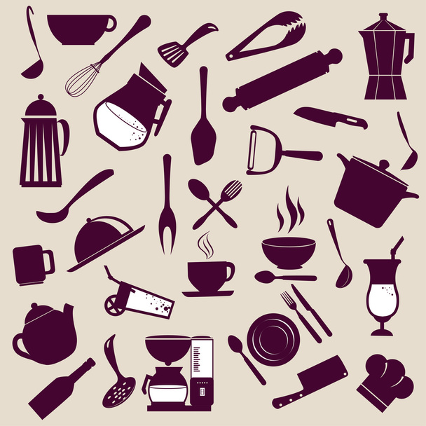 kitchen icons - Vector, Image