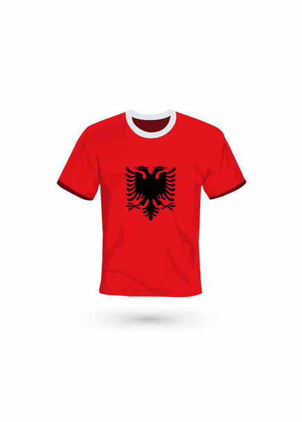 Sportovní košile v barvách albánské vlajky. Vektorová ilustrace pro sport, mistrovství a národní tým, sportovní hra - Vektor, obrázek