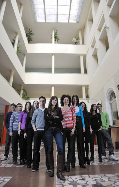 happy students people group portrait at university  indoor building  - Foto, Imagem