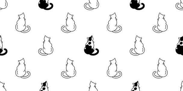 Seamless pattern with cute black and white cats. Texture for wallpapers, stationery, fabric, wrap, web page backgrounds, vector illustration - Вектор,изображение
