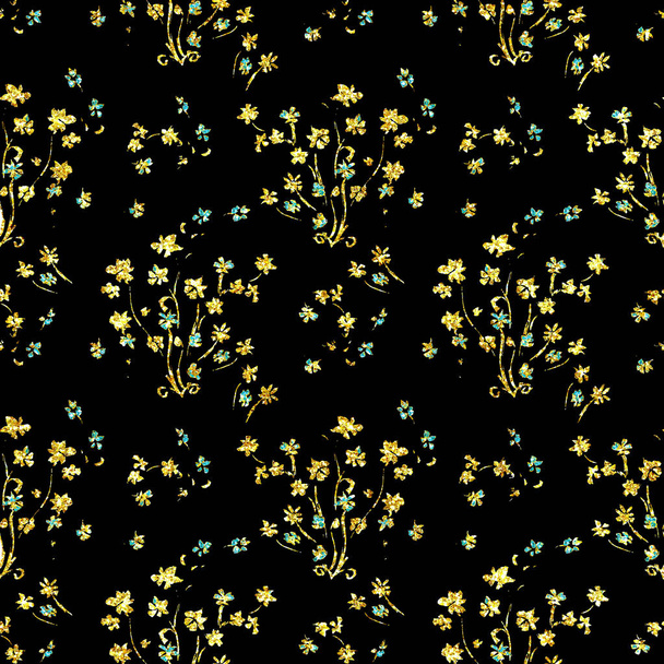Abstract floral ornamental tapestry glitter sparkling seamless pattern - Photo, image