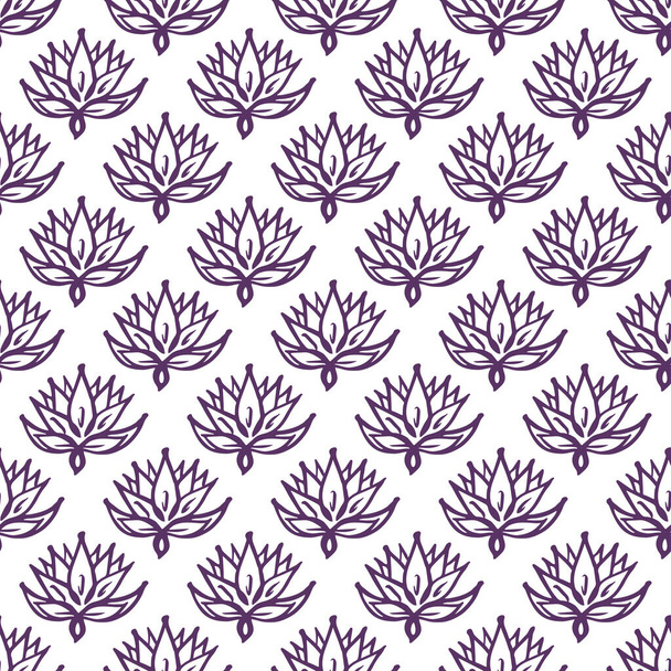 Bezešvé vzor s ručně kreslené fialové květy na bílém pozadí - Vektor, obrázek
