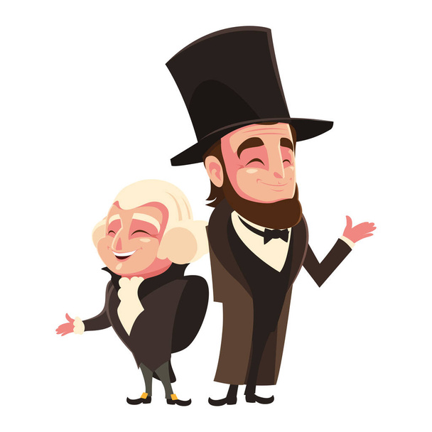 Başkan George Washington ve Abraham Lincoln 'un karikatürü, Başkanlık Günü - Vektör, Görsel