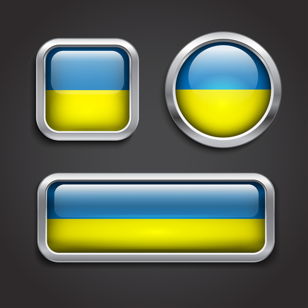 Ukraine flag glass buttons - Vektor, kép