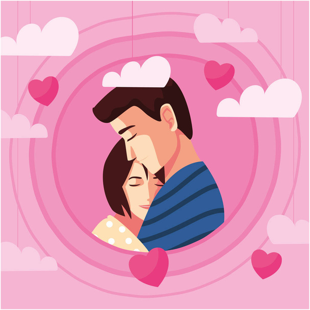 Couple of woman and man hugging vector design - Vector, Image