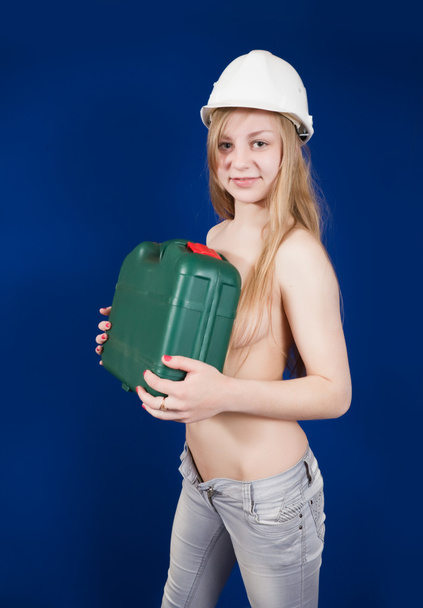 Topless girl with tool box - Foto, immagini