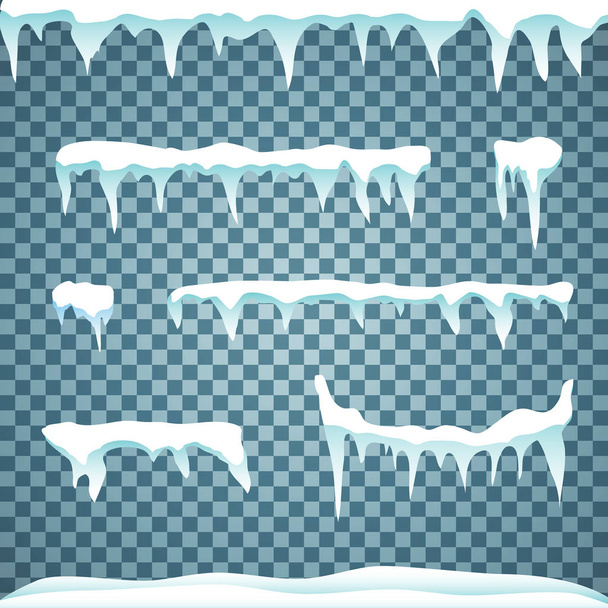 Ensemble de glaçons de neige isolés sur fond transparent. Illustration vectorielle
. - Vecteur, image