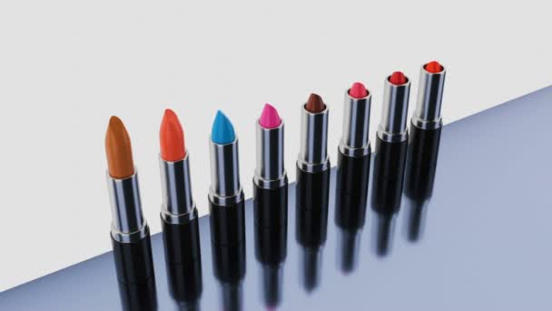Lipstick zit op een rij met een andere kleur. - Video