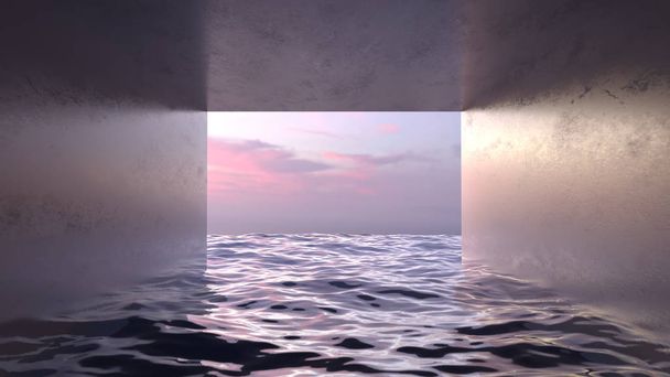 vagues de mer dans un tunnel sombre
, - Photo, image