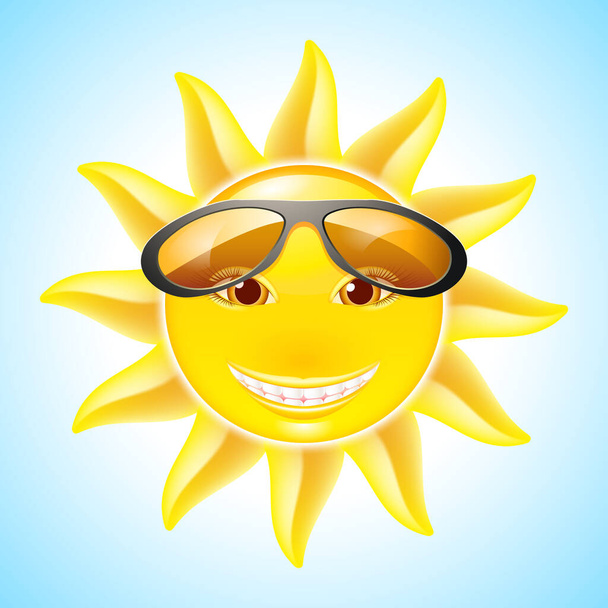 Cartoon Smiling Sun with Sunglasses. See other images in my portfolio - Foto, Bild