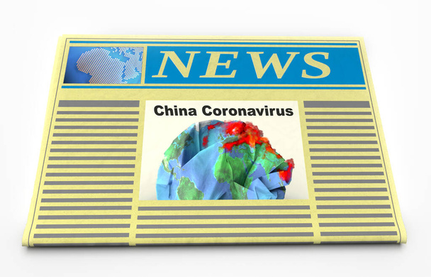 2019-ncov Coronavirus küresel salgını ile ilgili haberleri olan gazete  - Fotoğraf, Görsel
