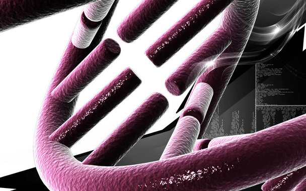 Digital illustration DNA structure in colour background 	 - Zdjęcie, obraz