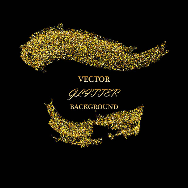 Vector gold paint smear stroke stain. Abstract golden sparkling texture on a black background. - Vector, Image