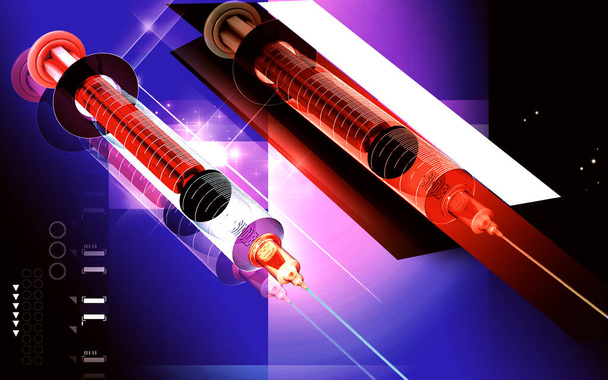 Digital illustration   of syringe in colour background	 - Foto, Imagen