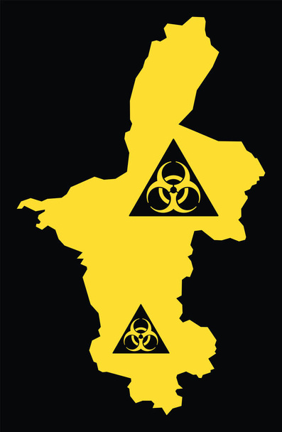 Ningxia province map of China with biohazard virus sign - Vector, Image