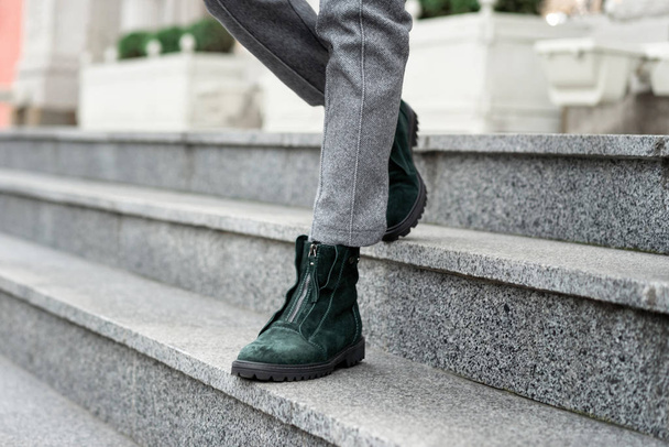 green women shoes nubuck demi season flat shoes outdoor models - Foto, immagini