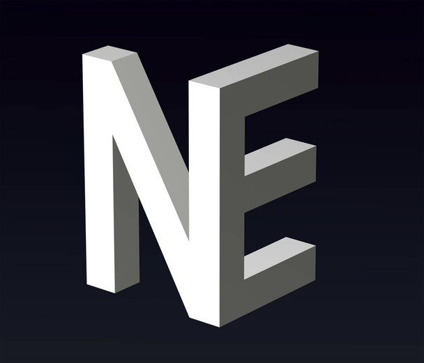 Font stylization of the letters N and Z, W, E, V, T, S, R, Q, O, N, G, F, E, D, C, B, A, P, font composition of the logo. 3D-s renderelés. - Fotó, kép