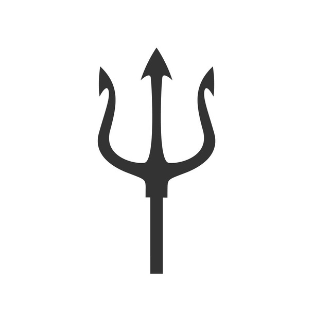 Trident paholainen siluetti kuvake tasainen tyyli. Neptunus tai Poseidon ase trident eristetty valkoisella pohjalla. Vektorikanta
 - Vektori, kuva
