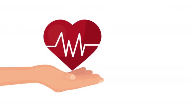 kéz emelés szív szív életmód ikon - Felvétel, videó
