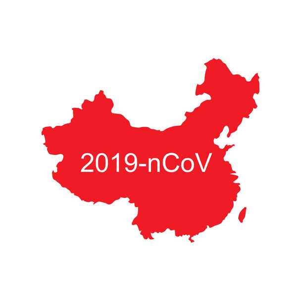 virus, kaart China coronavirus epidemie geïsoleerd in platte stijl, vector - Vector, afbeelding