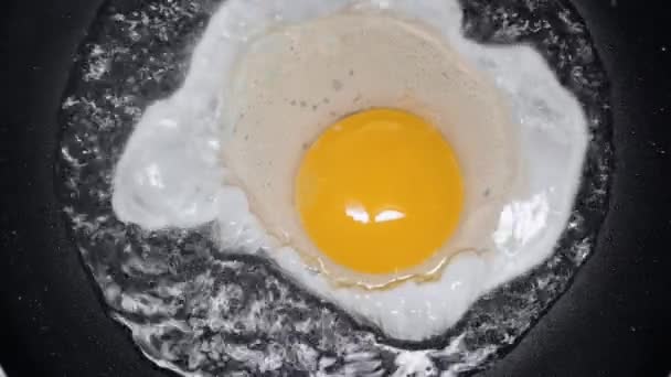 καλλιεργημένη άποψη του ανθρώπου τηγάνισμα αυγό  - Πλάνα, βίντεο
