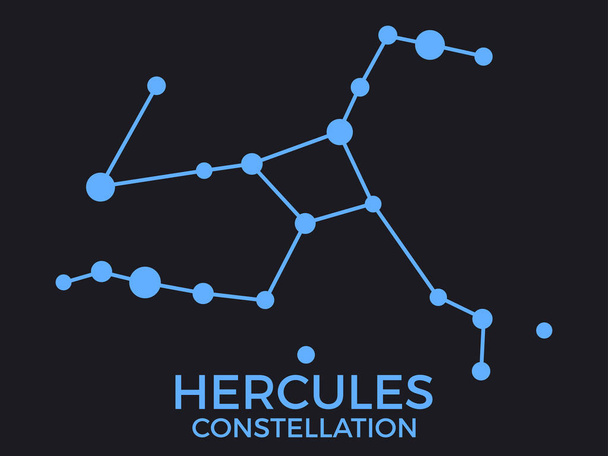Hercules constellation. Stars in the night sky. Cluster of stars and galaxies. Constellation of blue on a black background. Vector illustration - Vektör, Görsel