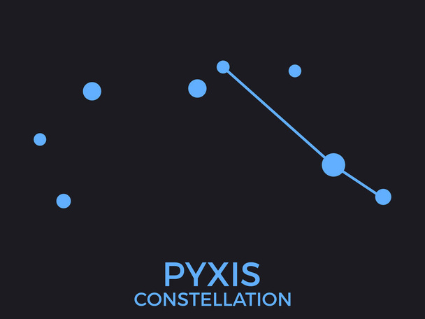 Pyxis constellation. Stars in the night sky. Cluster of stars and galaxies. Constellation of blue on a black background. Vector illustration - Vektör, Görsel