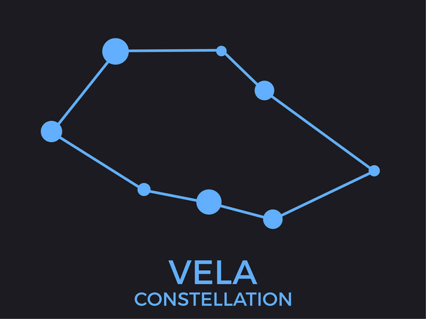 Vela constellation. Stars in the night sky. Cluster of stars and galaxies. Constellation of blue on a black background. Vector illustration - Vektör, Görsel