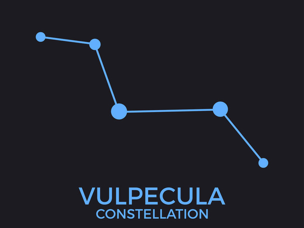 Vulpecula-Sternbild. Sterne am Nachthimmel. Sternhaufen und Galaxien. Blaues Sternbild auf schwarzem Hintergrund. Vektorillustration - Vektor, Bild