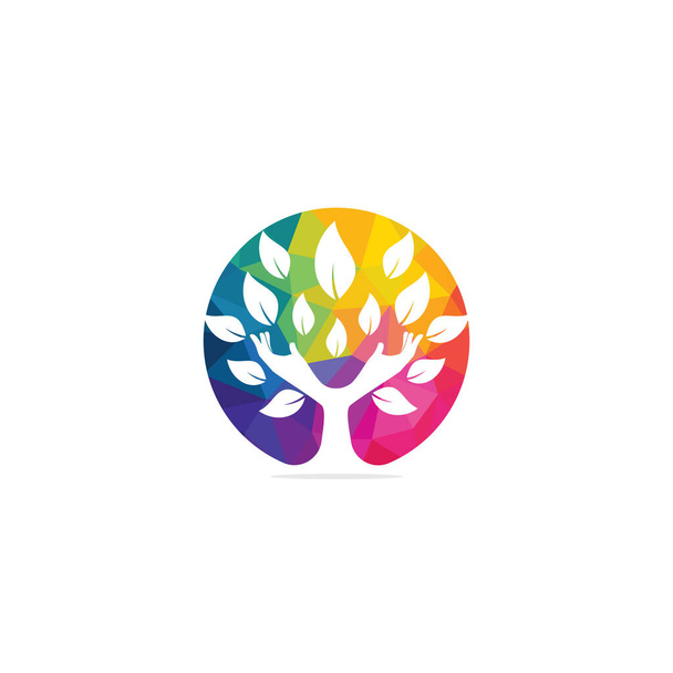 Kreative grüne Hand Baum Logo-Design. Naturprodukte Logo. Kosmetikikone. Spa-Logo. Schönheitssalon oder Yoga-Logo. - Vektor, Bild