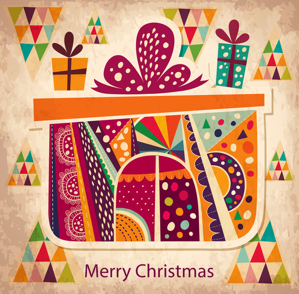 Merry Christmas and Happy New Year card with gift boxes - Διάνυσμα, εικόνα