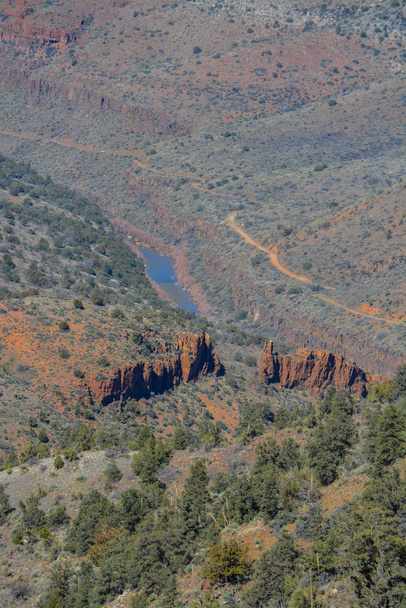 アリゾナ州トン国有林のジラ郡にあるソルトレバーキャニオンの風景美 - 写真・画像