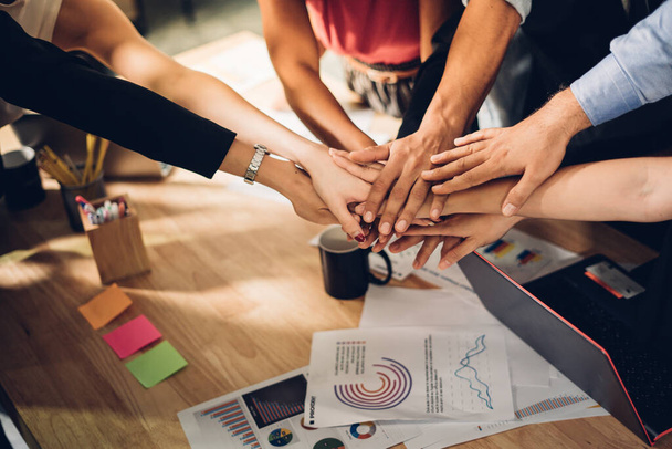Teamwork,partnership and Social connection in business join hand together concept.Hand of diverse people connecting.Power of volunteer charity work, Stack of people hand. - Fotoğraf, Görsel