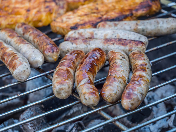 Nuremberg sausage grill background - Photo, Image