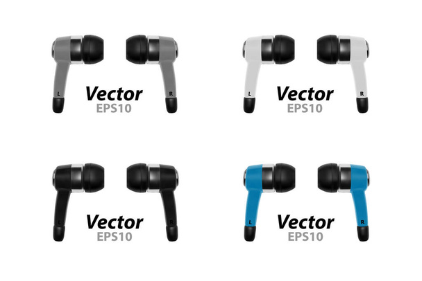 Headphones in a vector on a white background.Headphones for mobile devices.Headphones in the range. - Vector, Image