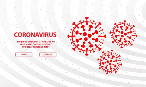 Bannière rouge de cellules virales de coronavirus. Symbole de cellule de coronavirus plat vectoriel pour bannière ou modèle de page de destination d'identification épidémique
. - Vecteur, image