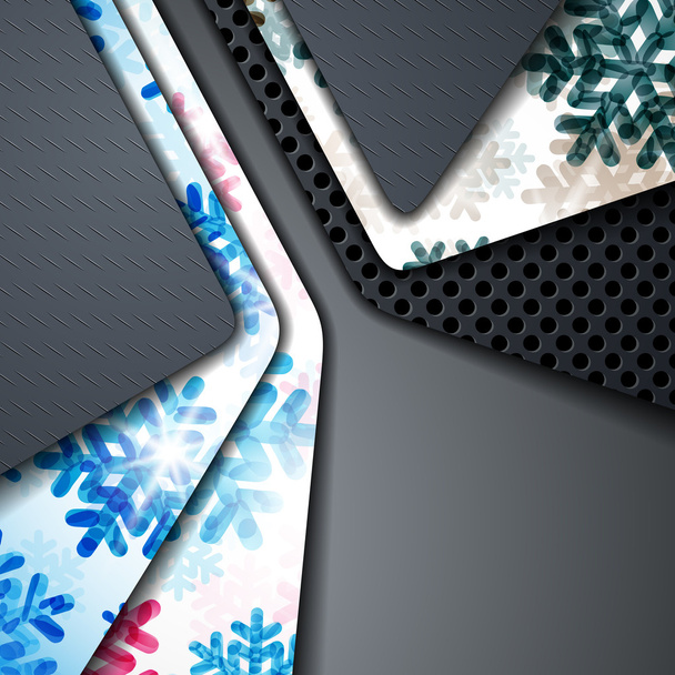 Layered abstract background with snowflakes image - Vector, Image