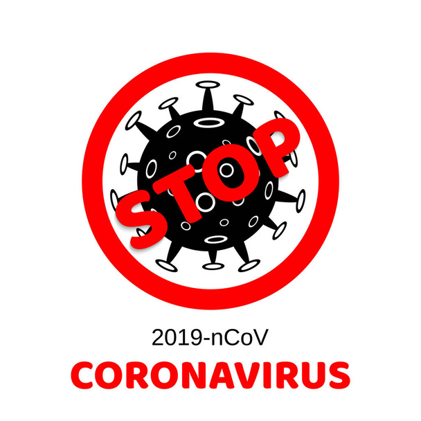 Parar coronavírus (2019-nCoV). Surto de nCoV coronavírus chinês perigoso. Conceito médico pandêmico com células perigosas. Ilustração vetorial
 - Vetor, Imagem