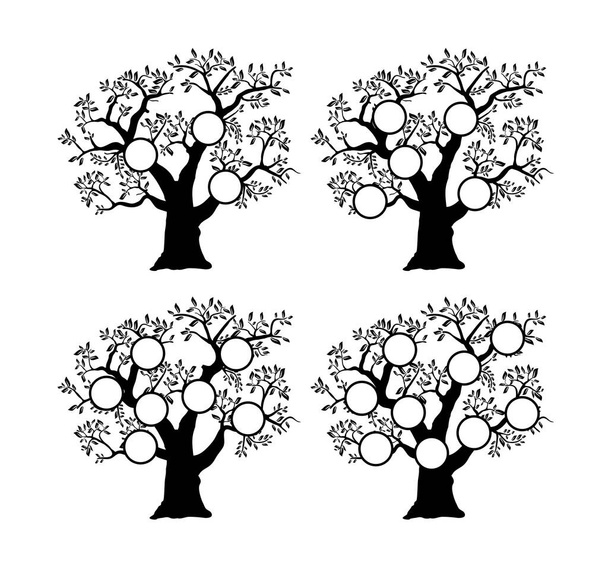 Silhouette généalogique de l'arbre généalogique - Vecteur, image