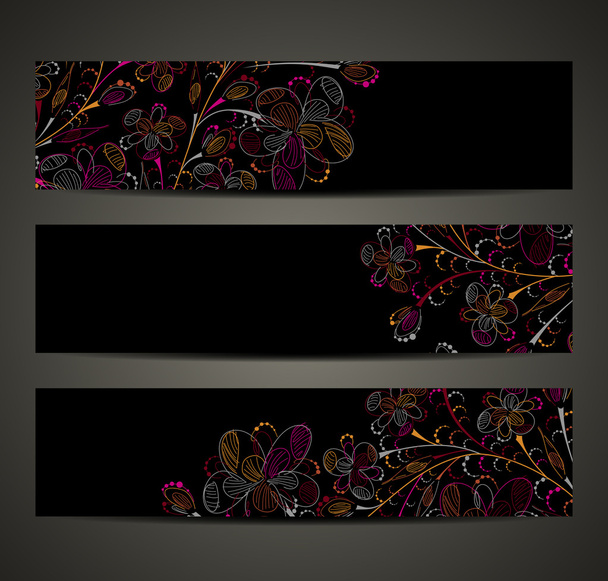 Banner with floral pattern - Vector, afbeelding