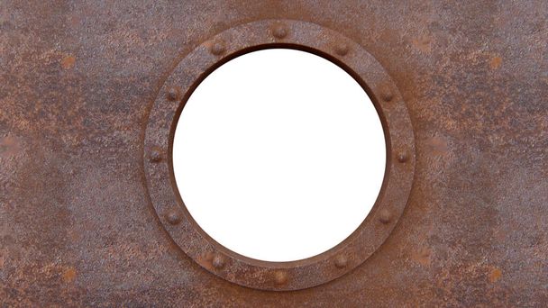 Round rusty metal frame isolated on the white - Photo, Image